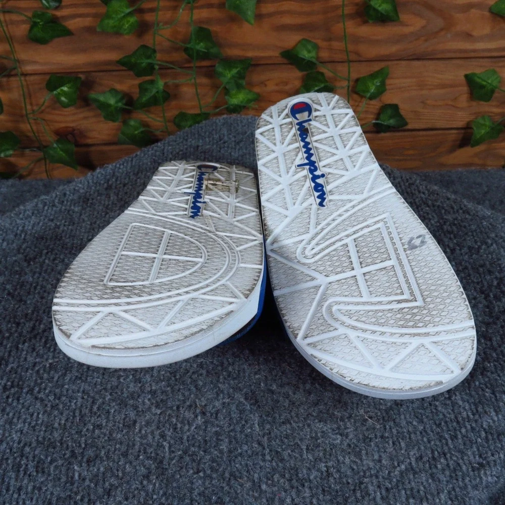 Champion IPO Men Slide Sandals Size 7 Athletic Pool‎ Shower Royal Blue White
